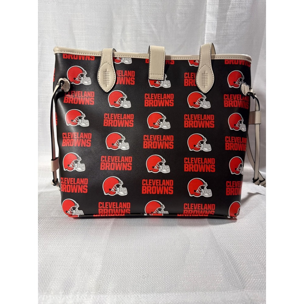 Little Earth Cleveland Browns NFL Tote Bag Black Orange Helmet Print Handbag - Picture 3 of 9